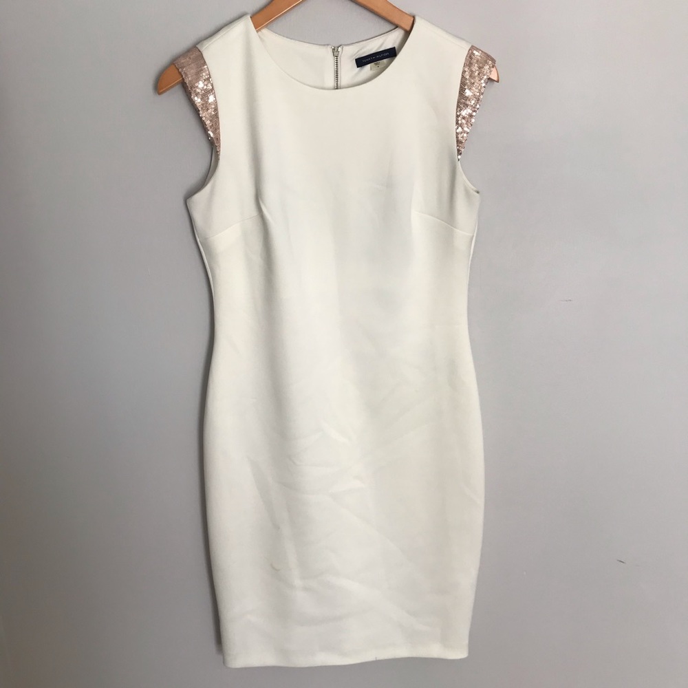 Tommy Hilfiger cream dress with rose gold sequins